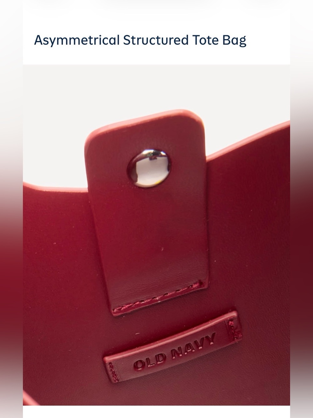 • NWT • OLD NAVY • Deep Red Asymmetrical Women's Faux Leather Shoulder Bag - Picture 4 of 12